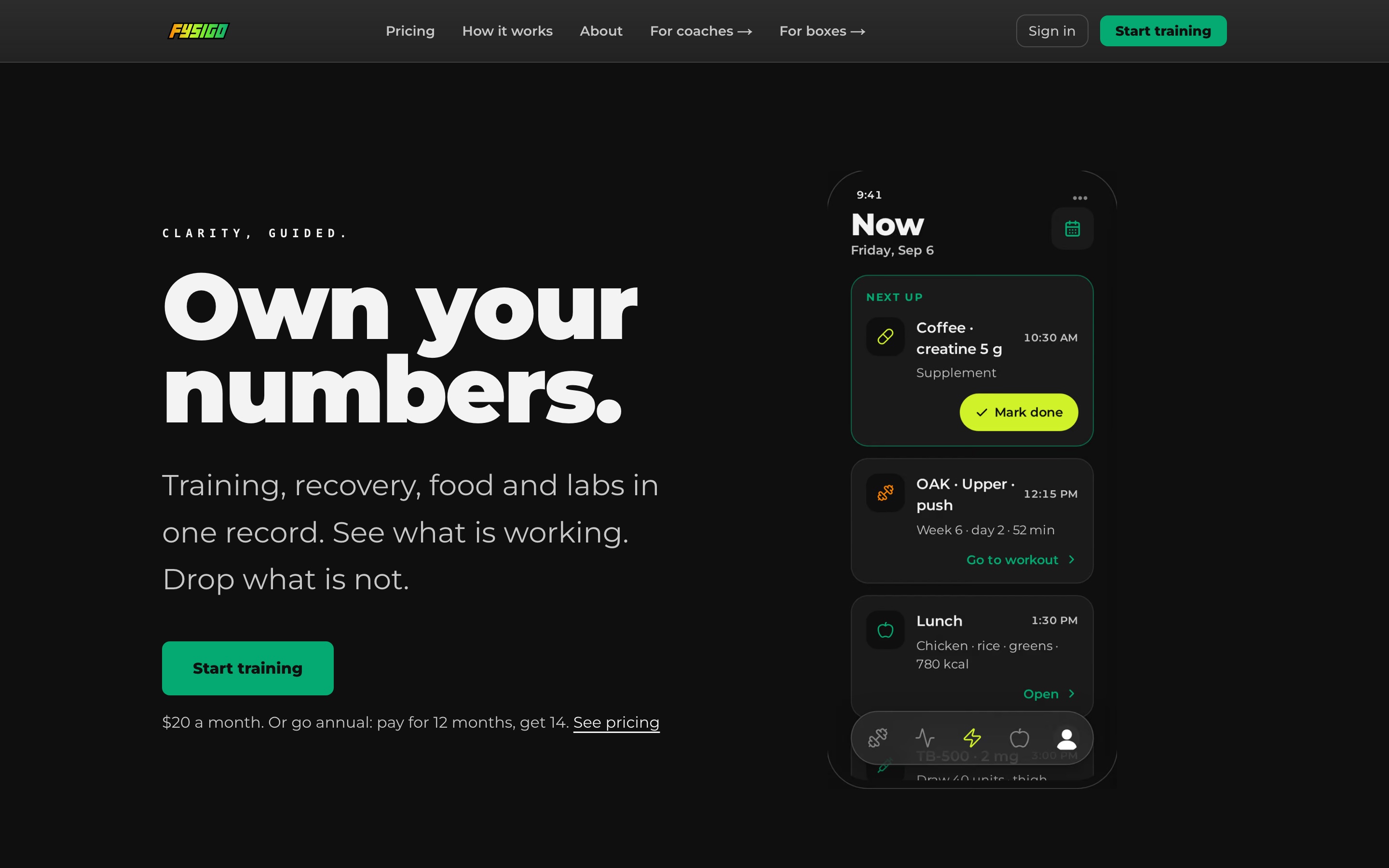 The Fysigo website: Own your numbers